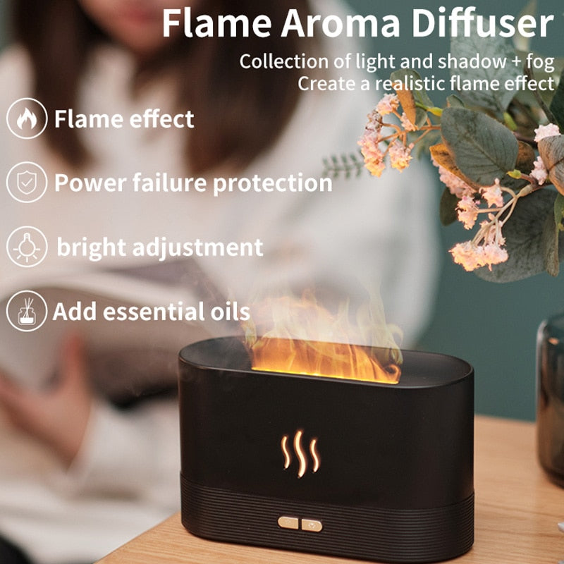 LED Ultrasonic Flame Humidifier and Aroma Diffuser