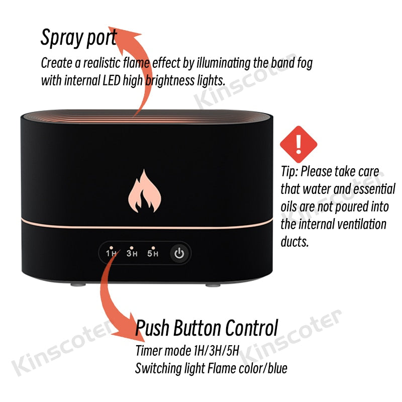 HOT SALE LED Ultrasonic Flame Humidifier and Aroma Diffuser