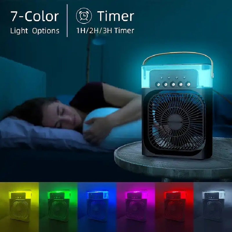 Portable Fan  Air Conditioners  USB Electric Fan LED Night Light Water Mist Fun 3 In 1 Air Humidifie  For Home