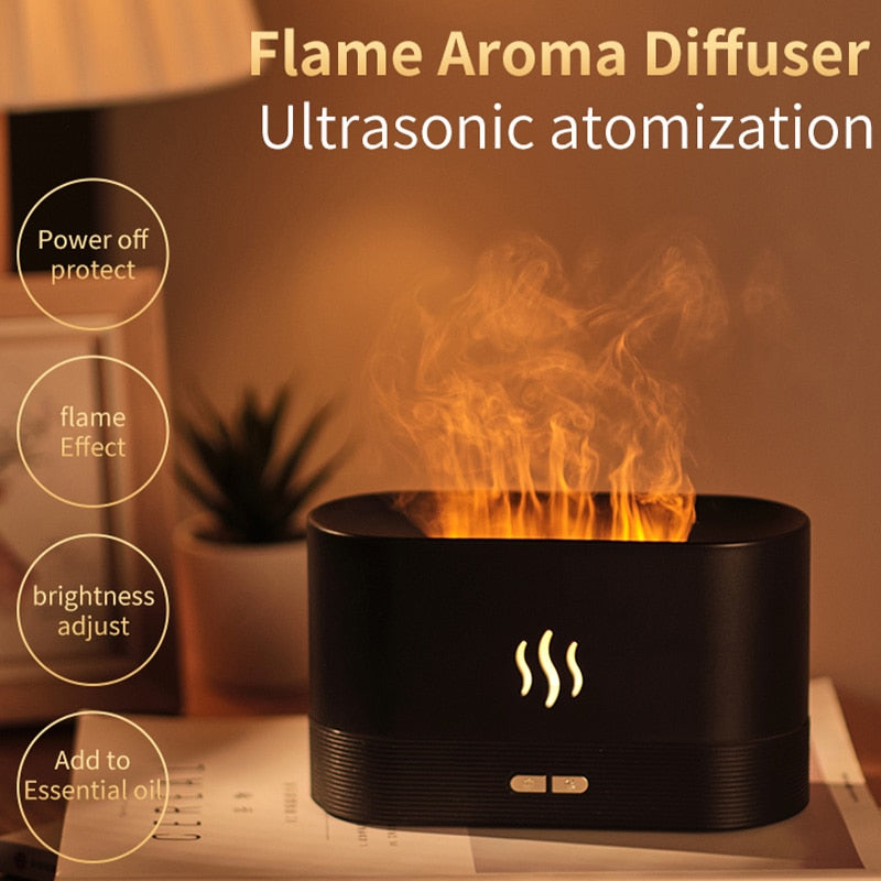 LED Ultrasonic Flame Humidifier and Aroma Diffuser